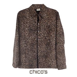 Chico’s Leopard Print Jacket, In/Outdoor, Sequin Embellished Sz L/10-12/CH 2 EUC